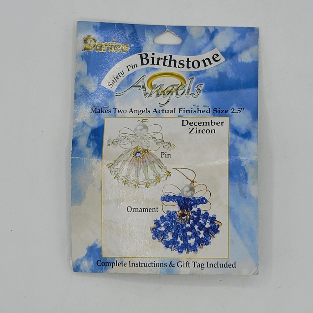 Darice December Birthstone Angels Safety Pin Craft Kit Vintage